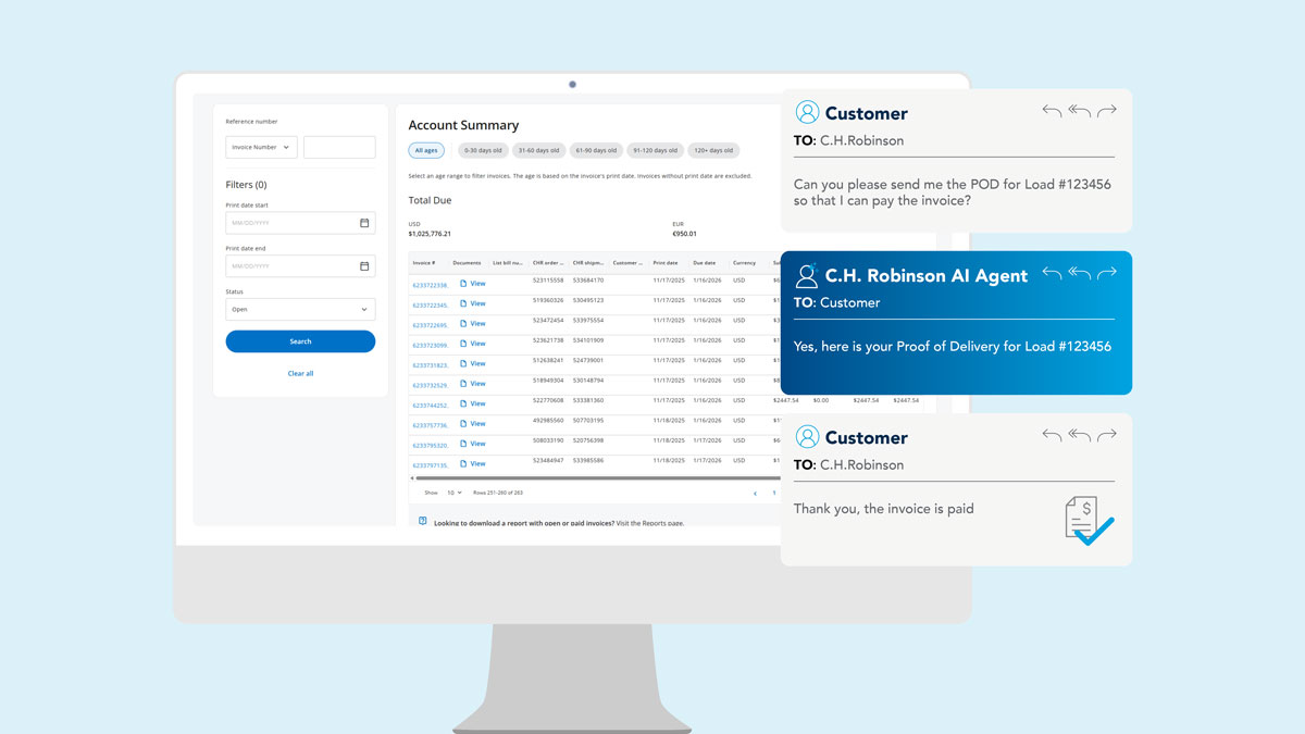 Settle accounts seamlessly | Lean AI supply chain platform | C.H. Robinson