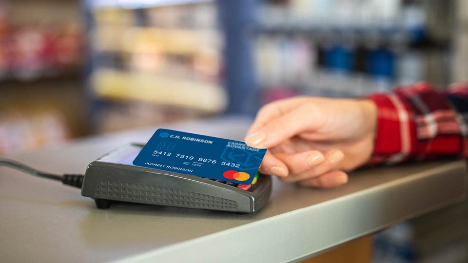 C.H. Robinson carrier card being swiped for rewards